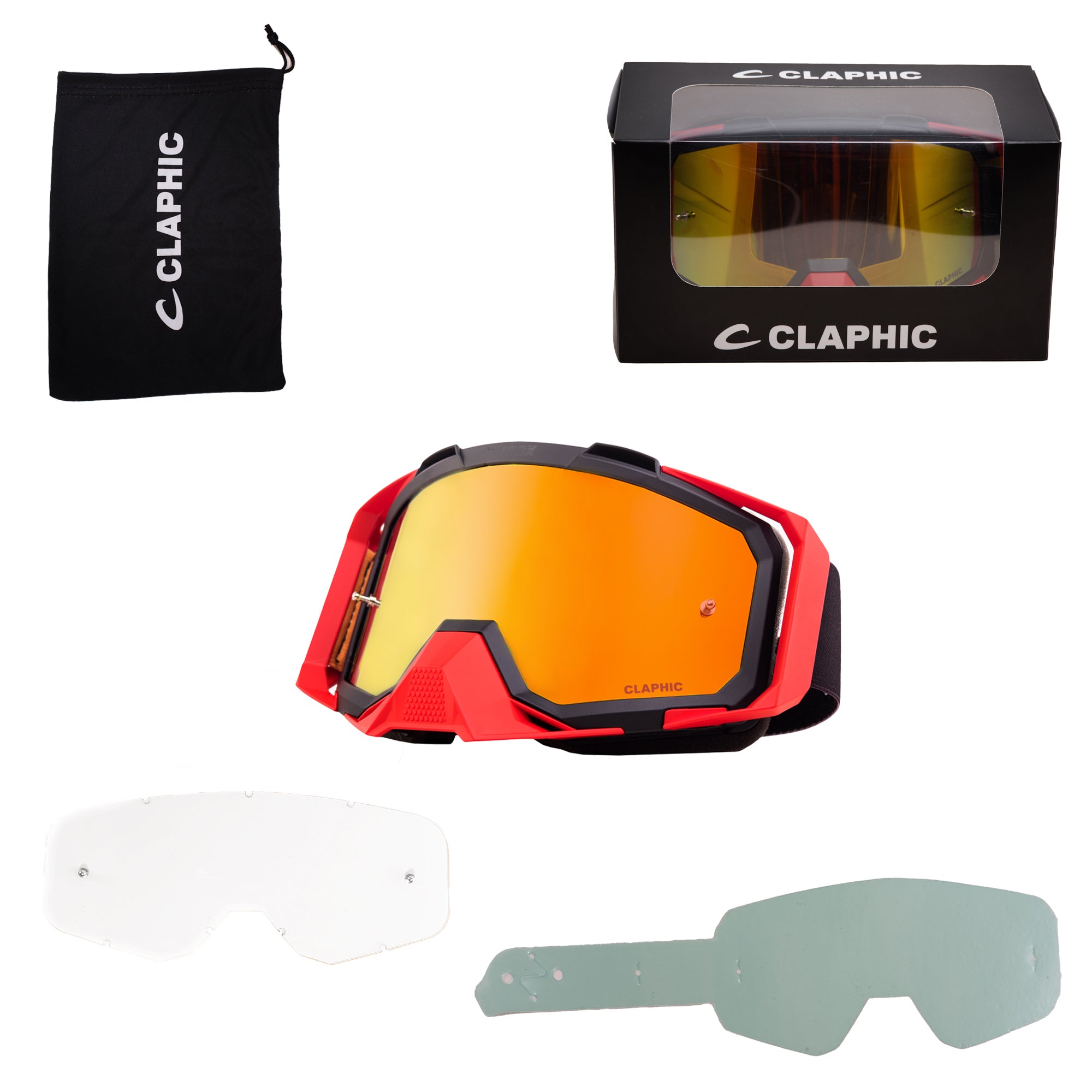 Motocross Goggle – CLAPHIC AURUM GOLD | Anti-Fog UV400 Gold Mirror Lens